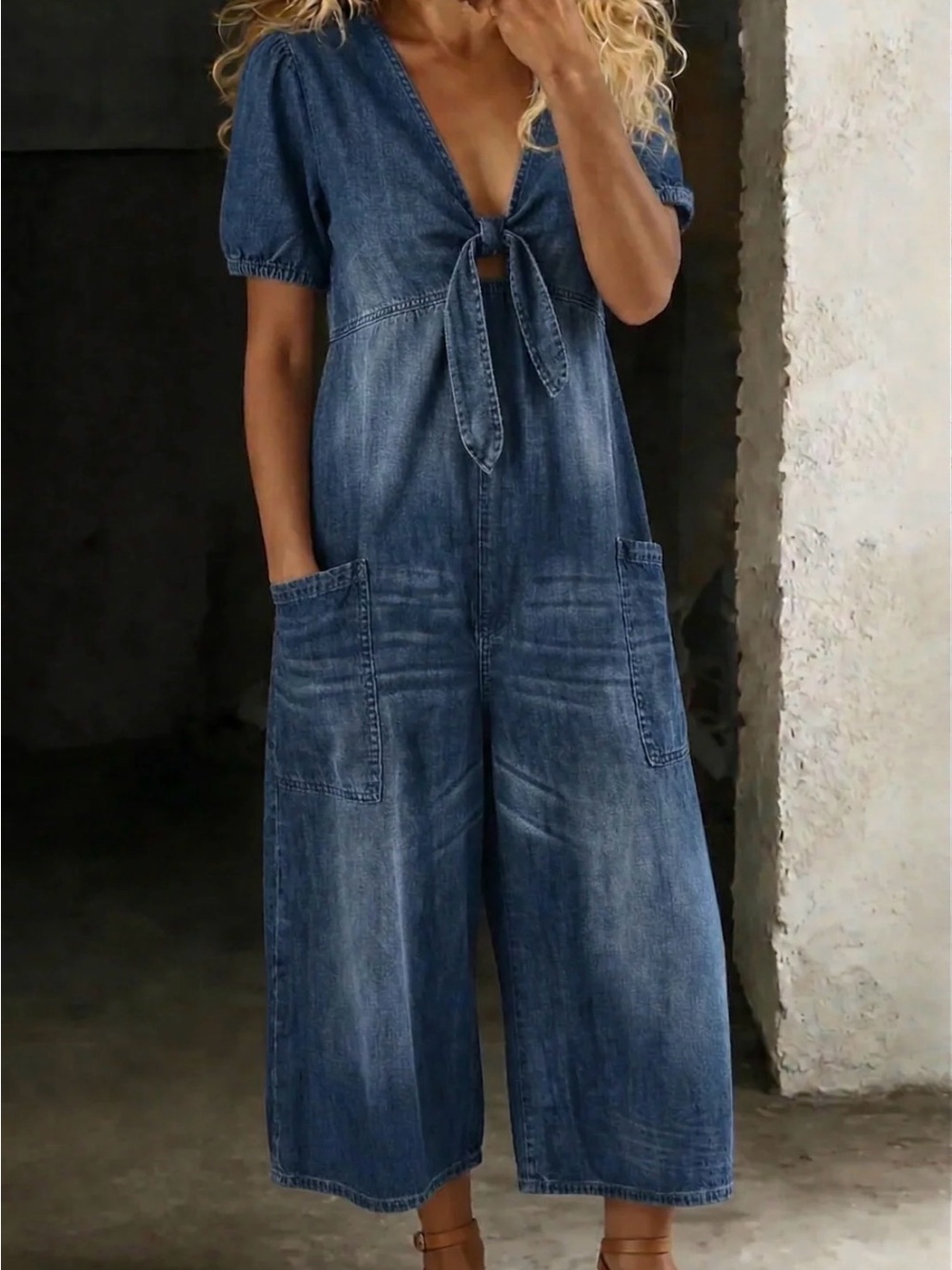 Maya | V Neck Short Sleeve Jumpsuit